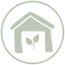 Symbol, ein Haus in dem eine Pflanze wächst, das Logo ist umrundet