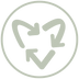 Ein rundes Logo welches umrandet wird, man sieht drei Pfeile die zusammen ein Herz ergeben aber auch für Recycling stehen,